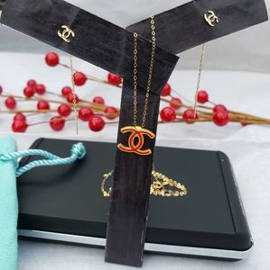 18k Saudi Gold Earrings and Necklace Set